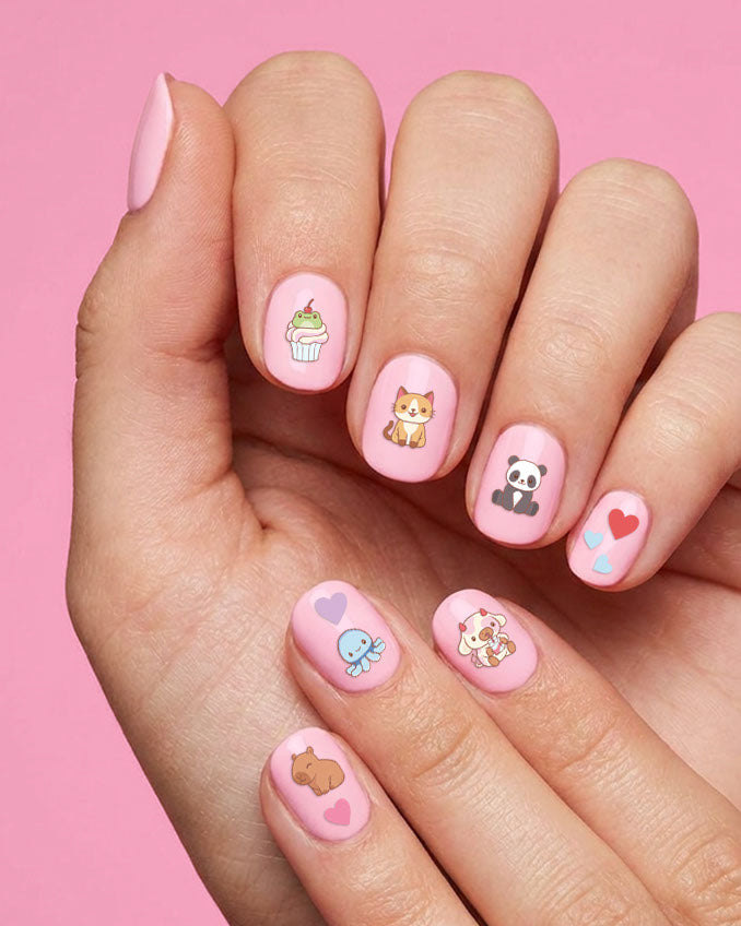 Kawaii Animals Nail Stickers - 600pc set