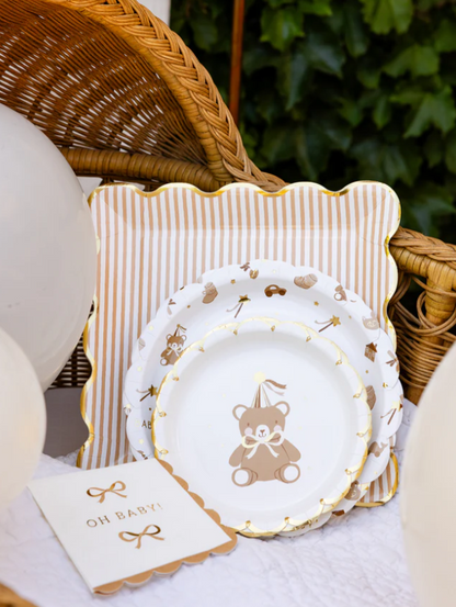 Oh Baby Gold and Tan Cocktail Napkin
