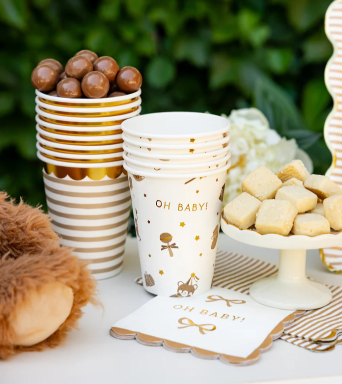 Oh Baby Gold and Tan Cocktail Napkin