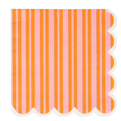 Orange & Pink Striped Cocktail Napkin