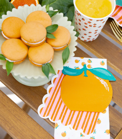 Orange & Pink Striped Cocktail Napkin