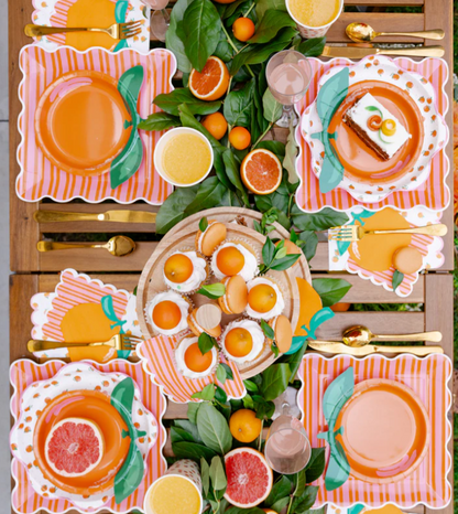 Orange & Pink Striped Cocktail Napkin