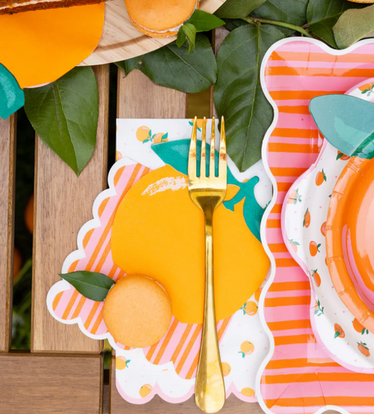 Orange & Pink Striped Cocktail Napkin