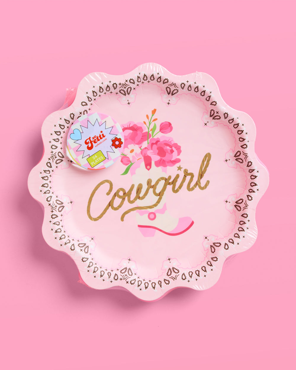 Cowgirl Plates - 24 foil paper plates