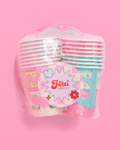 Tea Party Cups + Saucers - 32 pc drinkware set