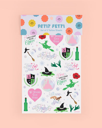Pink Goes Good w. Green Tats - 50 temporary tattoos