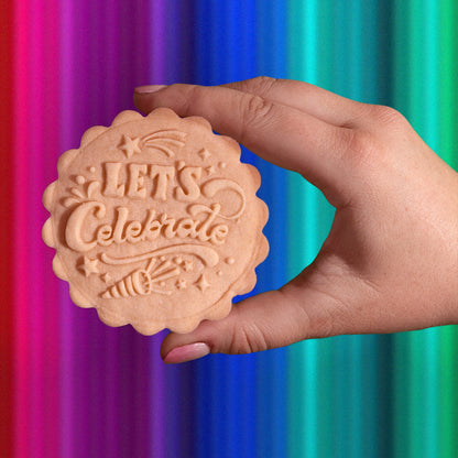 Embossed Birthday Cookie Stamp - "HBD" HAPPY BIRTHDAY