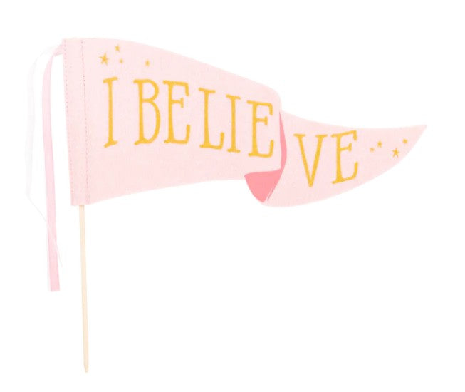 Pink Unicorn I Believe Felt Pennant Banner