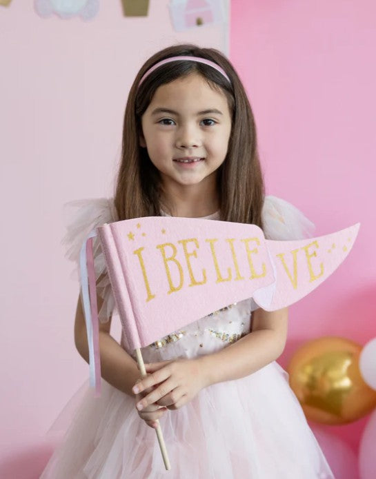 Pink Unicorn I Believe Felt Pennant Banner