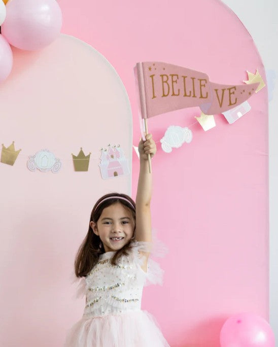Pink Unicorn I Believe Felt Pennant Banner