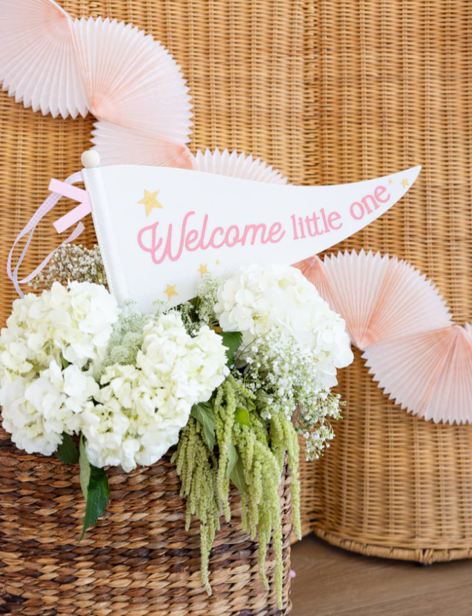 Welcome Little One Pink Pennant