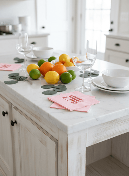 50th Birthday Napkins Pink & Red - Set of 16 Cocktail Napkins for Party
