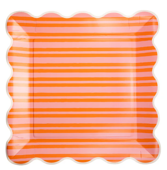 Orange & Pink Striped Plate