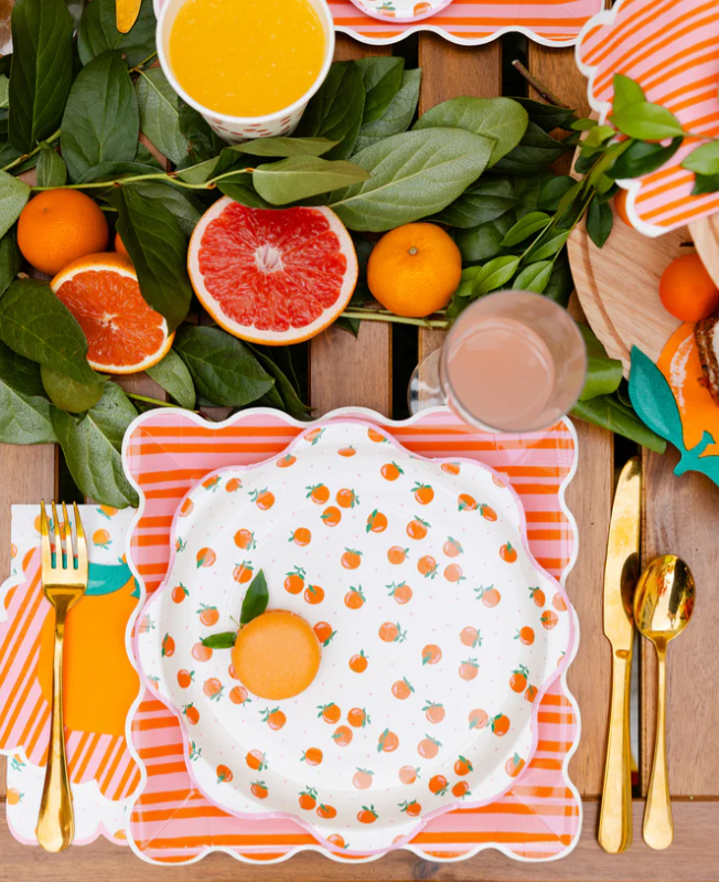 Orange & Pink Striped Plate