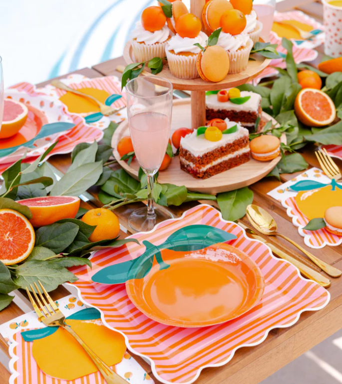Orange & Pink Striped Plate