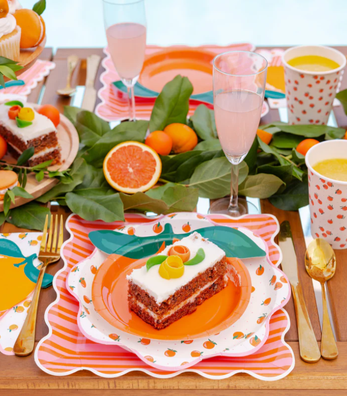 Orange & Pink Striped Plate