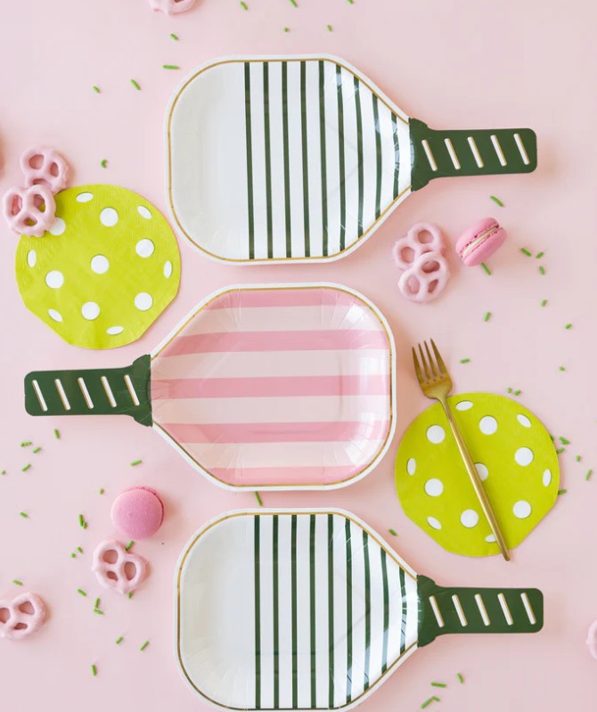 Pink Paddle Shaped Paper Plate