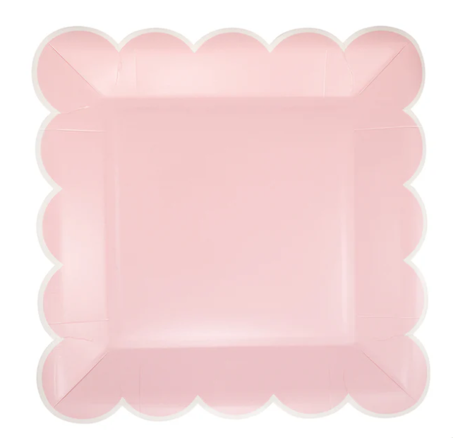 Pink Scalloped 9" Square Plate
