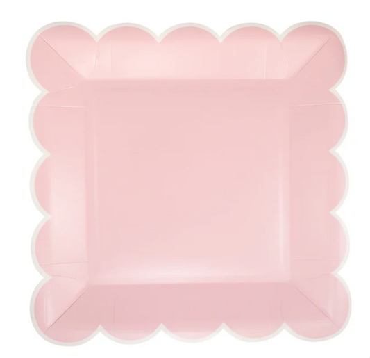 Pink Scalloped 9" Square Plate