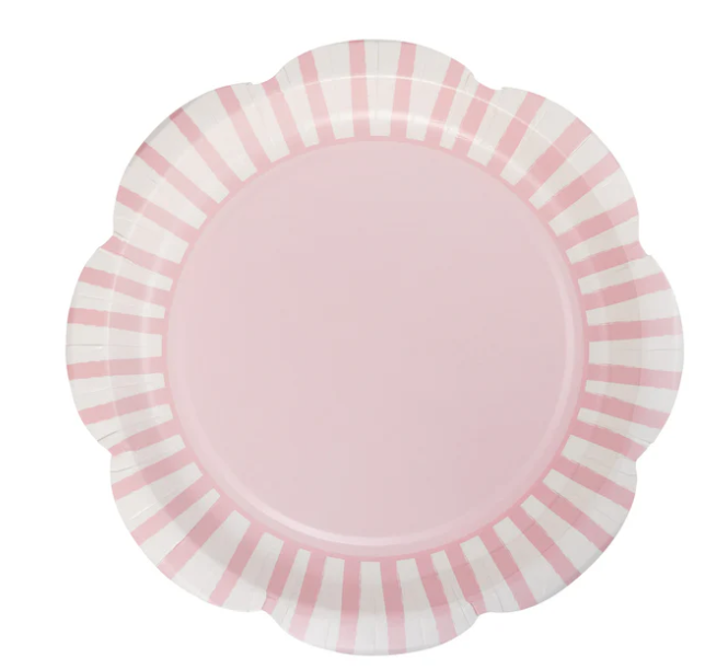 Pink Striped 9" Scallops Plate