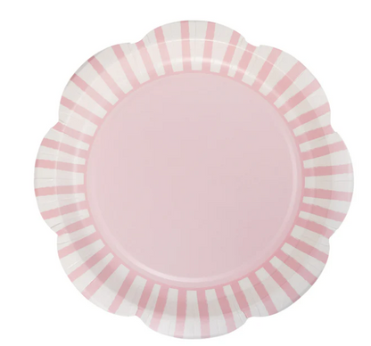 Pink Striped 9" Scallops Plate