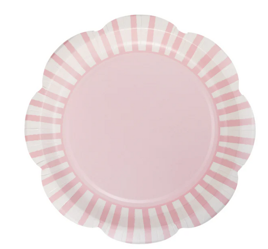 Pink Striped 9" Scallops Plate