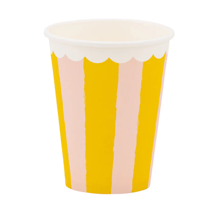 Yellow & Pink Striped Party Cup
