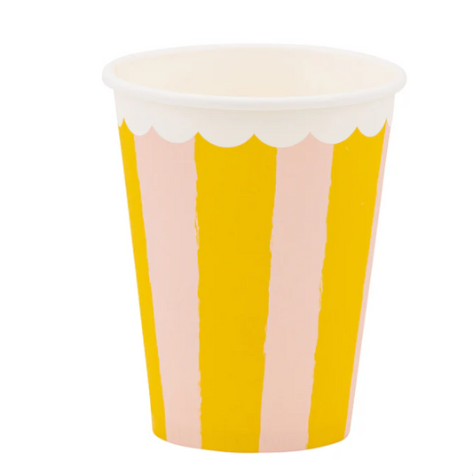Yellow & Pink Striped Party Cup