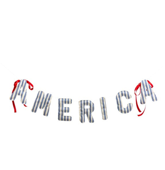 America Ticking Linen Puffy Banner