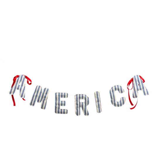America Ticking Linen Puffy Banner
