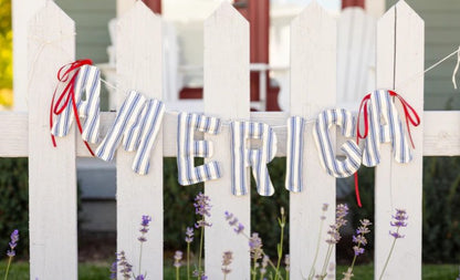 America Ticking Linen Puffy Banner