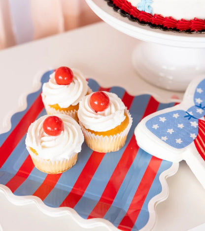 Blue & Red Striped Paper Plate - 9"
