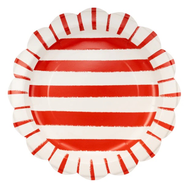 Red Striped Paper Plate - 11"