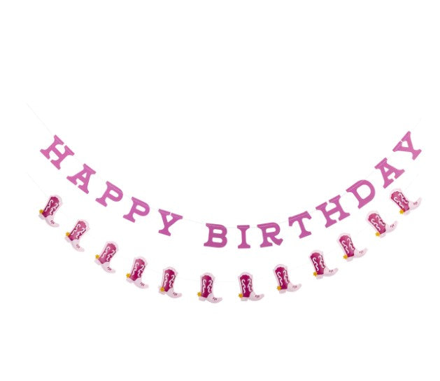 Cowgirl Happy Birthday Puffy Felt Banner