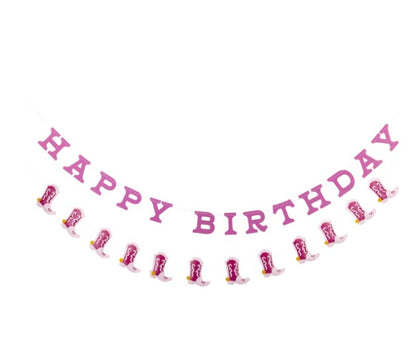 Cowgirl Happy Birthday Puffy Felt Banner