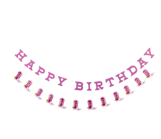 Cowgirl Happy Birthday Puffy Felt Banner