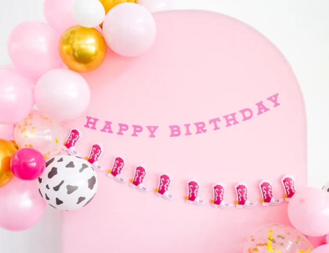 Cowgirl Happy Birthday Puffy Felt Banner