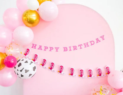 Cowgirl Happy Birthday Puffy Felt Banner