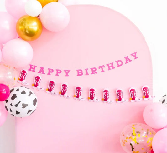 Cowgirl Happy Birthday Puffy Felt Banner