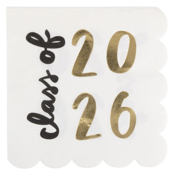 Foiled Class of 2026 Scallop Cocktail Napkin