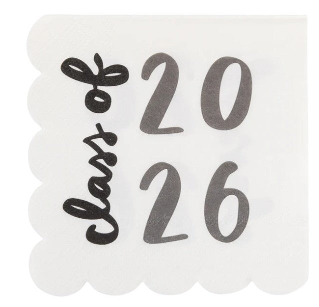 Foiled Class of 2026 Scallop Cocktail Napkin