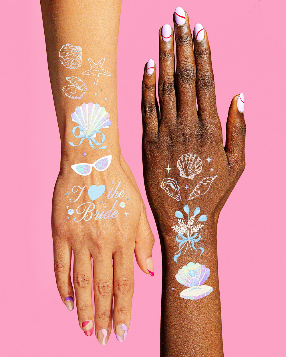 Seashells & Wedding Bells Tats - 60 temporary tattoos