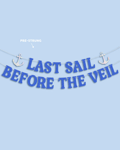 Last Sail Before the Veil Banner - blue glitter + iridescent banner