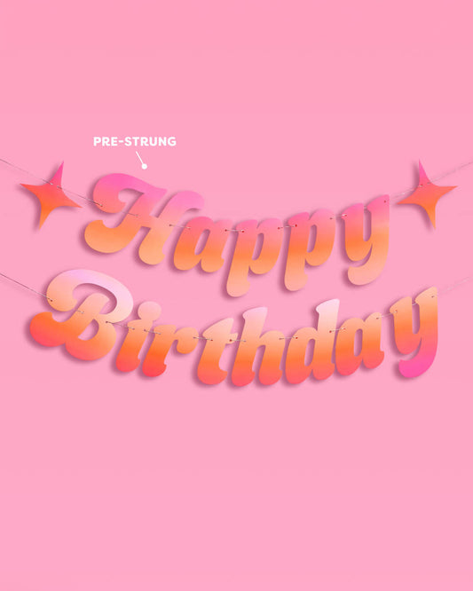 Happy Birthday Banner - pink + orange birthday banner