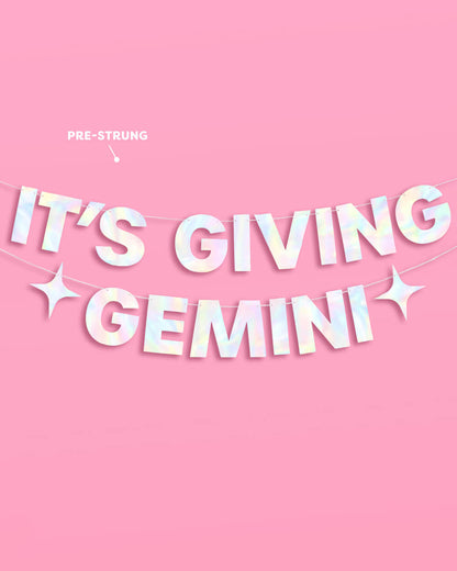 It's Giving Gemini Banner - iridescent foil banner