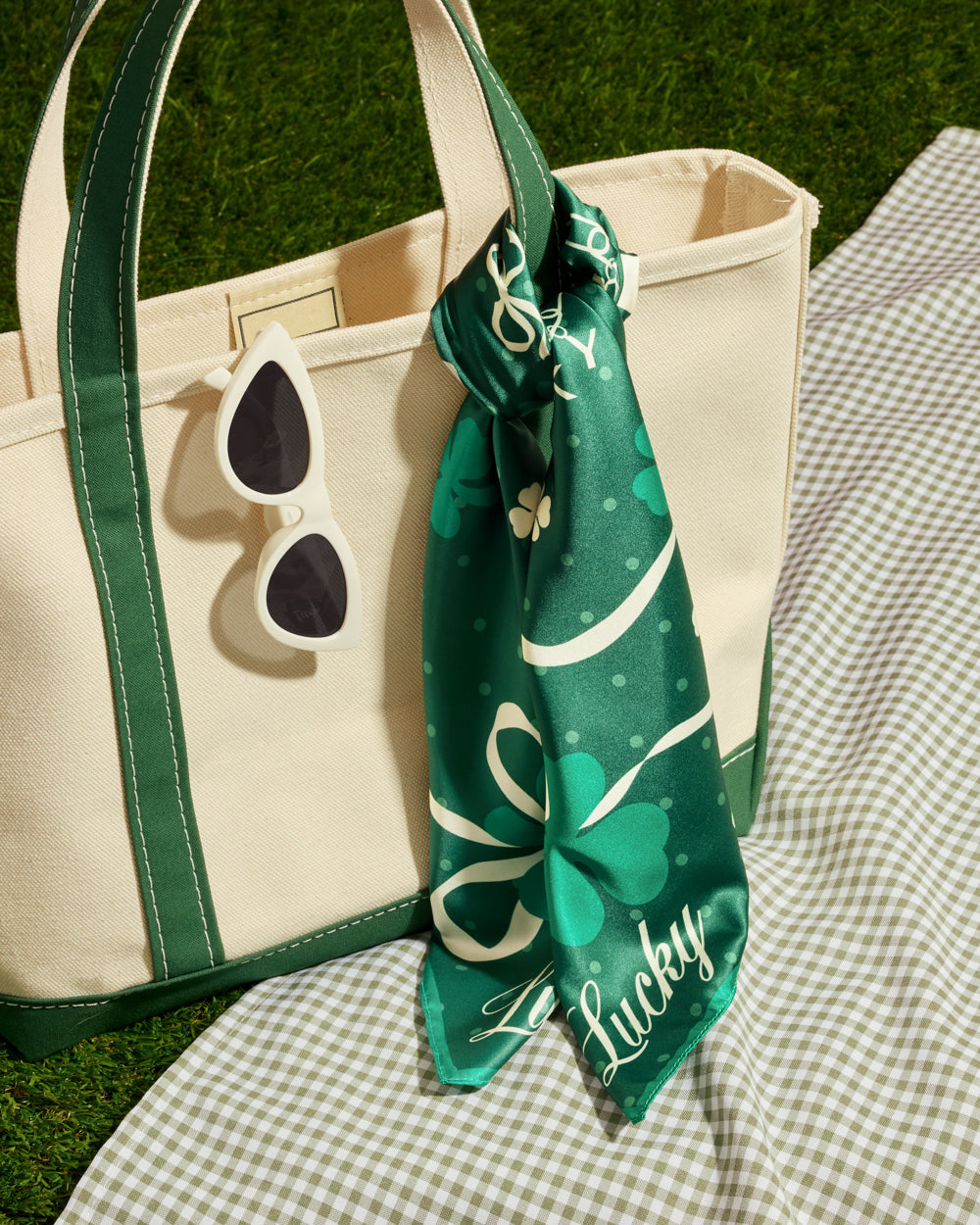 Kiss me, I'm Irish Headscarf - green silk headscarf