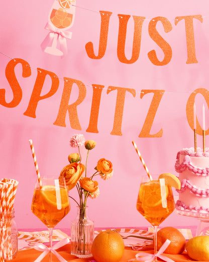 Just A Spritz Older Banner - orange glitter banner