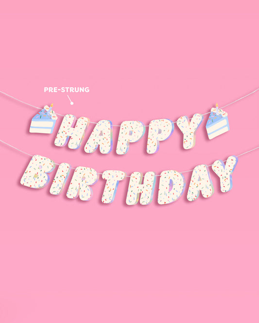 Bday Cake Banner - iridescent foil banner