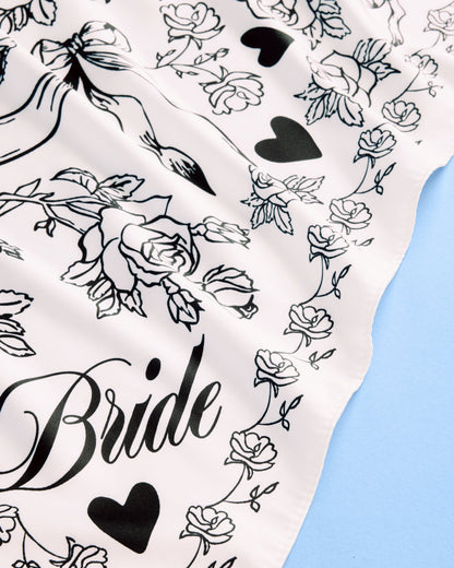 Classic Bride Headscarf - white silk bride head scarf