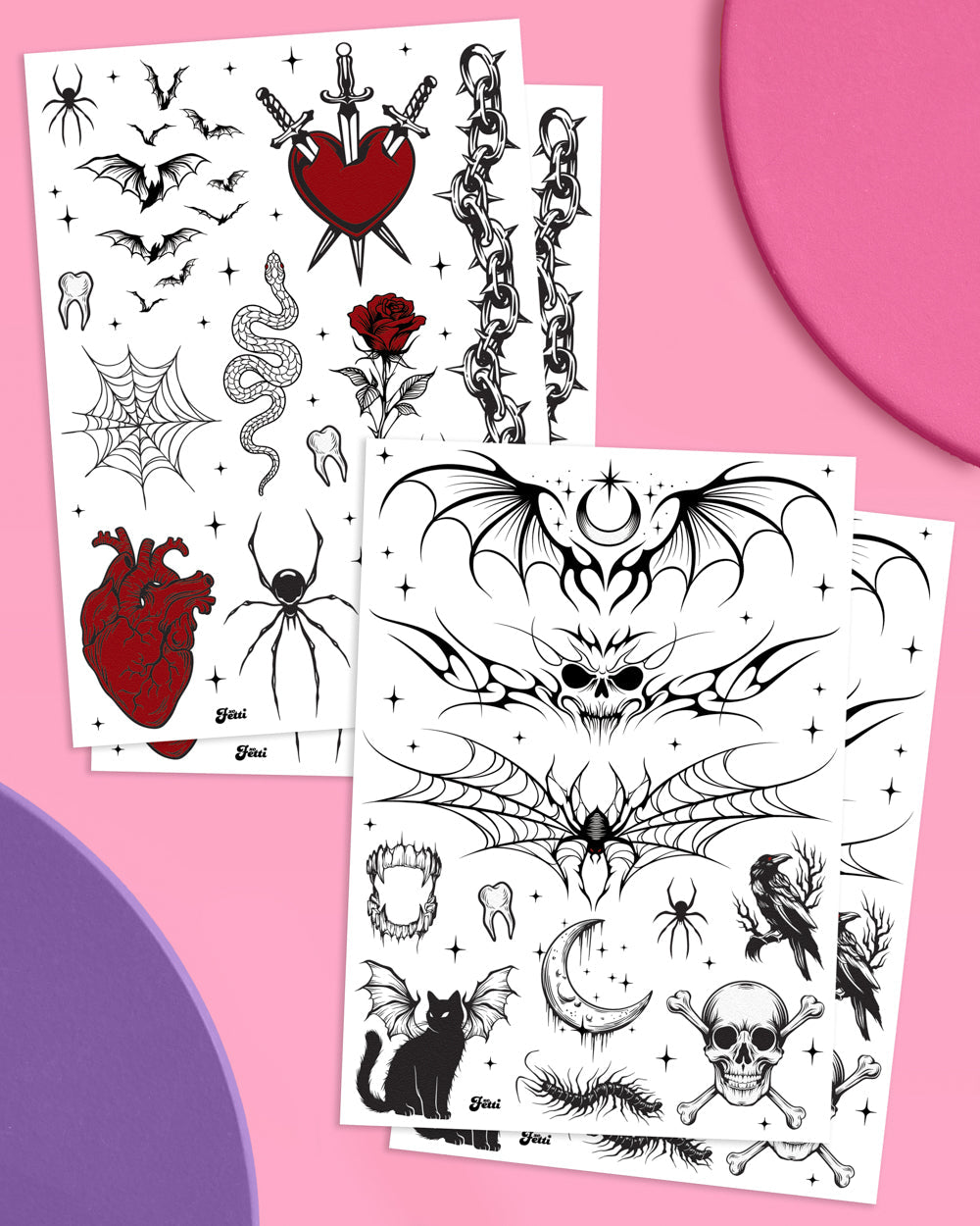 Goth Glam Tattoos - 4 sheet temporary tattoo set